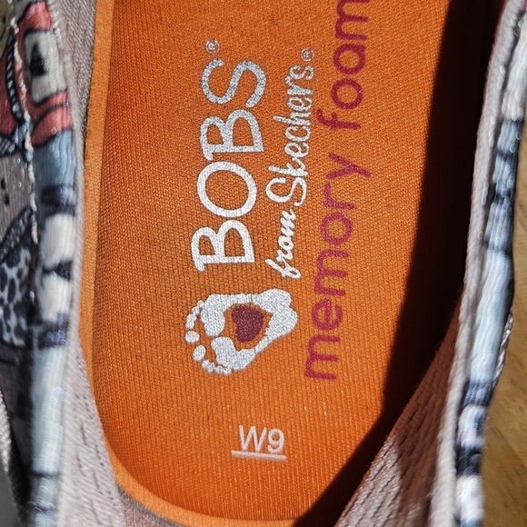 BOBS from Skechers Womens 9W Dog Print Memory Foam Slip On Alpargata Flats Gray - Picture 7 of 8